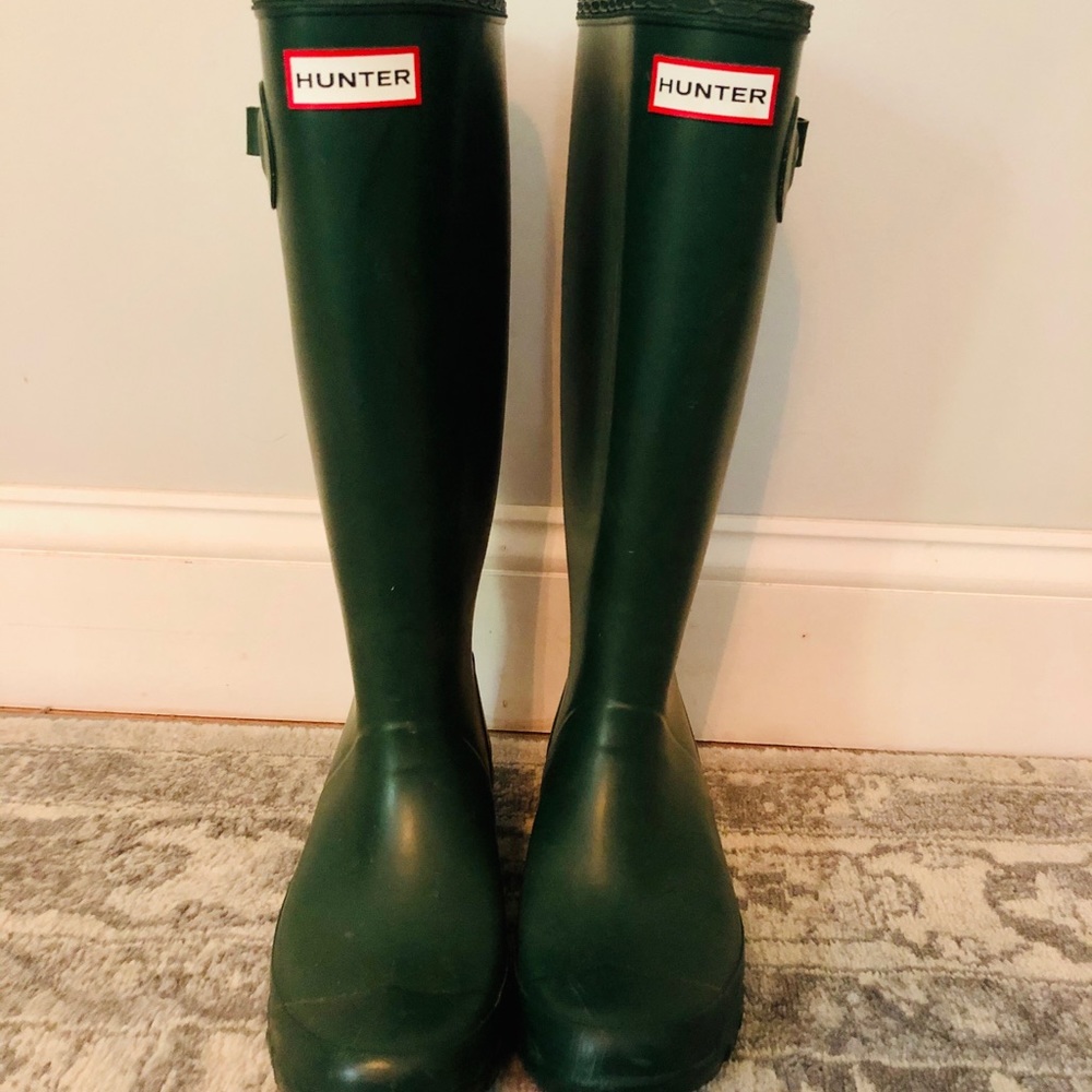 Tall Hunter Rain Boots, Green, Size 6